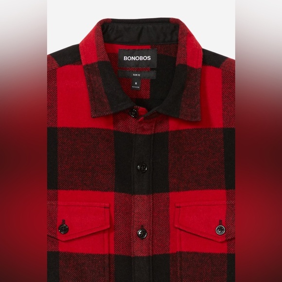 Bonobos Slim Fit Wool Over-shirt Button down Size Medium - Picture 2 of 5